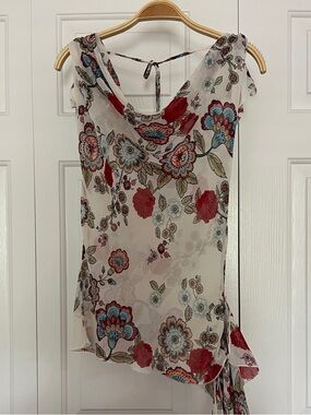 Vintage Charlotte Russe Floral Sheer Cowl Neck Women’s Top